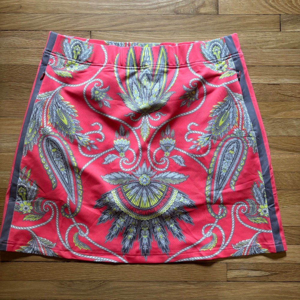 Gretchen Scott Skippy Skort Plume Womens L Paisley Tennis Golf Pickleball Color